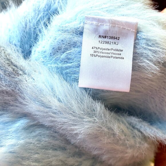 On 12th Blue Soft Fuzzy Pullover Sweater Rhinestones Beads Womens Small NEW - Picture 10 of 13